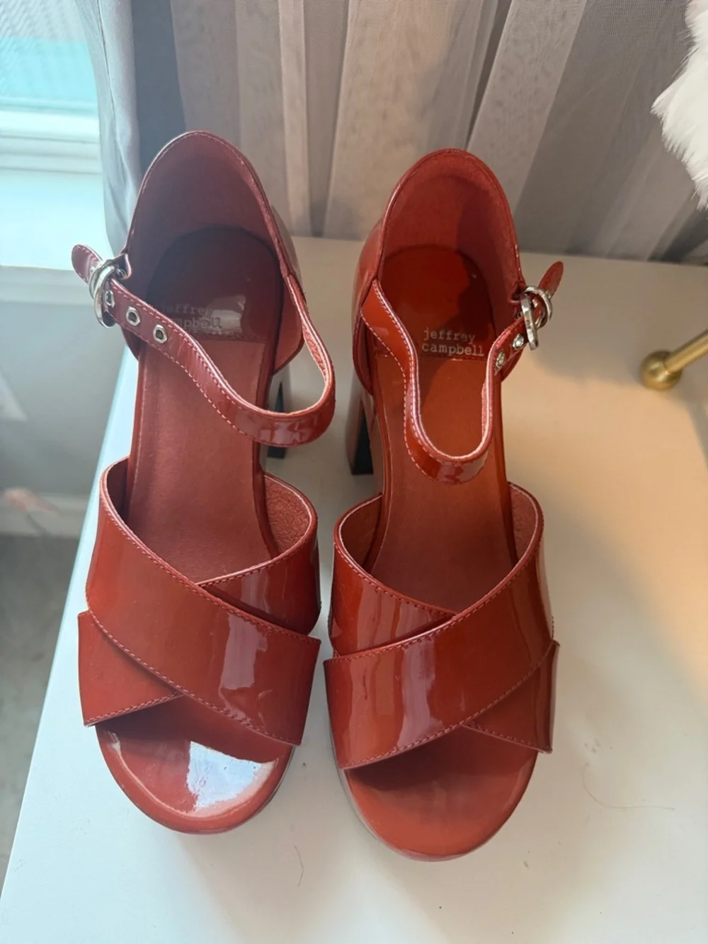 Jeffrey Campbell Women's Chunky Platform Sandals in Brick Red